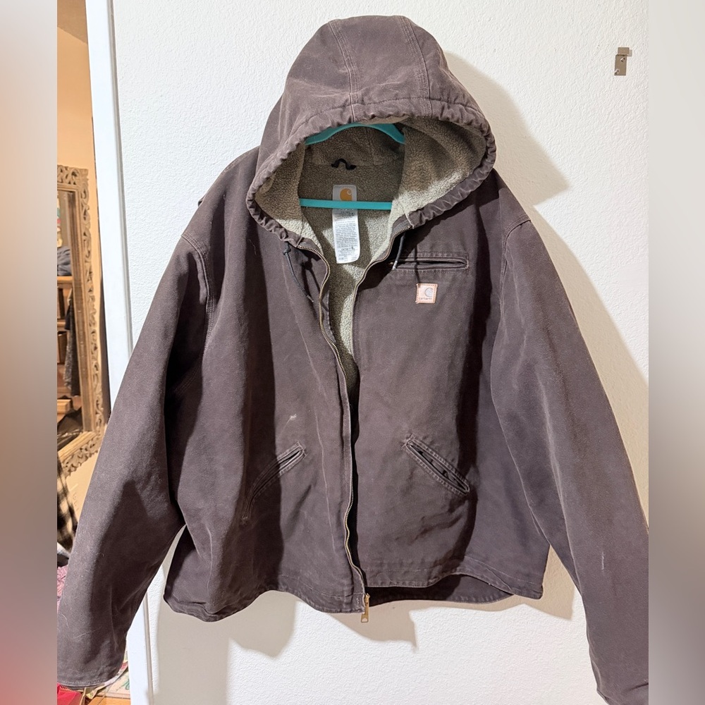Carhartt DKB Sandstone Sherpa Lined Active Jacket Vintage Workwear Brown 14806